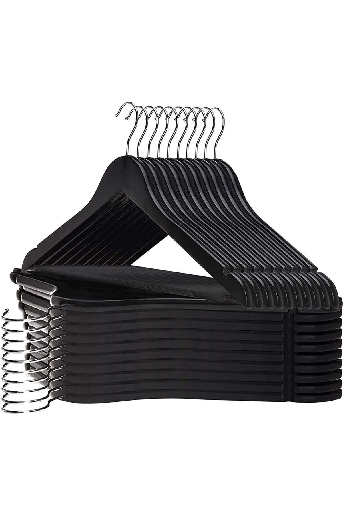 24 Pcs Wooden Look Plastic Hanger Black Clothes Shirt Trousers Hanger Heavy Duty Robust Quality