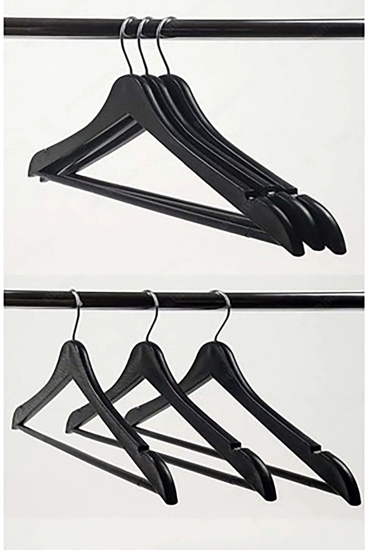 24 Pcs Wooden Look Plastic Hanger Black Clothes Shirt Trousers Hanger Heavy Duty Robust Quality