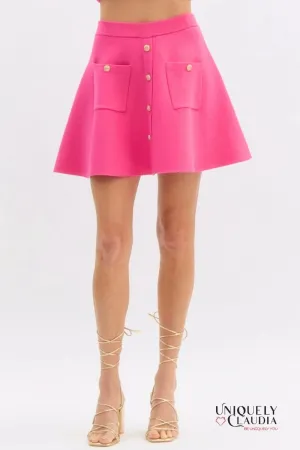 Alexandria Medallion Buttons Knit Mini Skirt