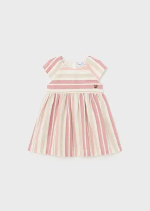 Baby Girl Pink Striped Cotton & Linen Dress