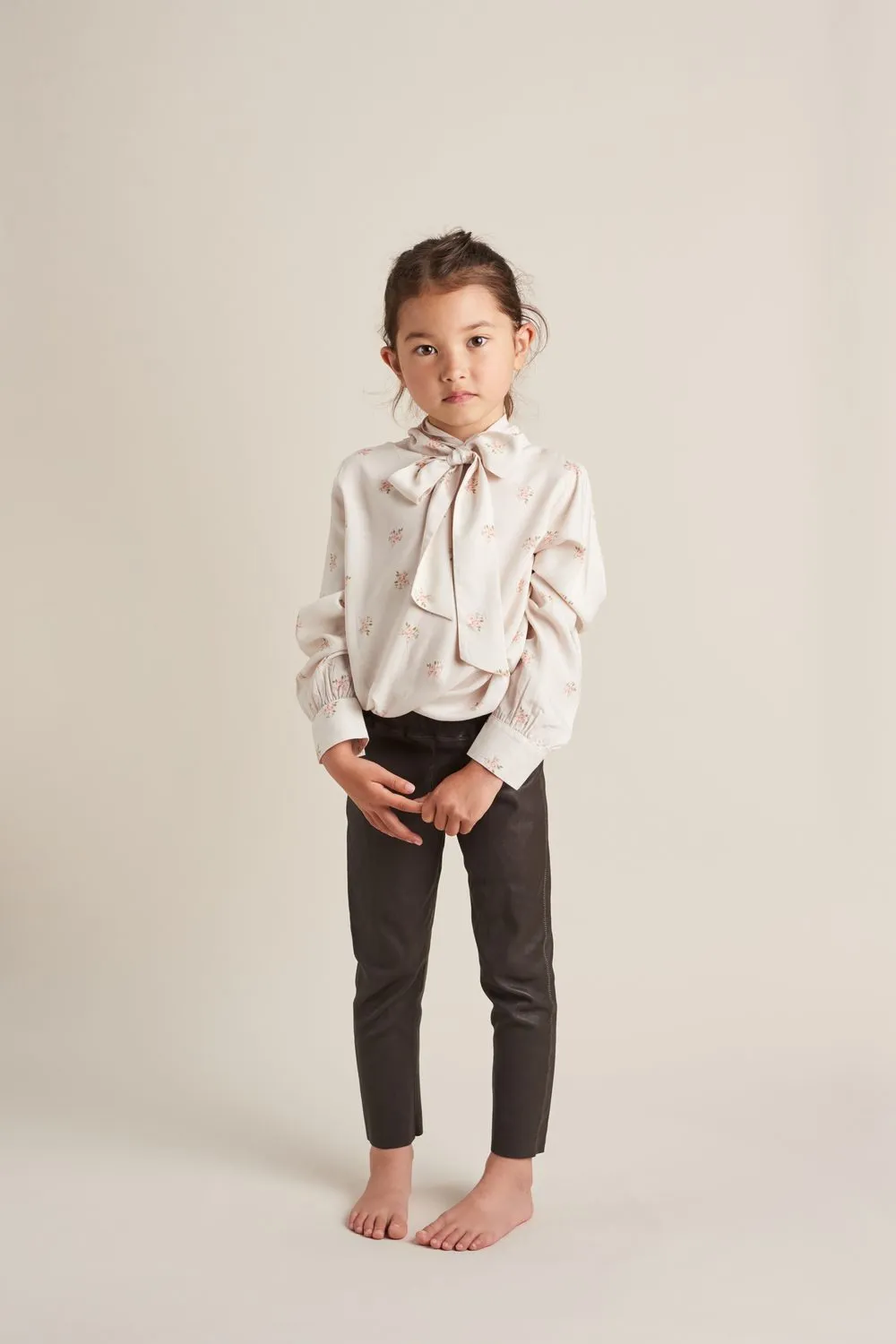 Belle Enfant Peach Tea Rose Pussy Bow Blouse
