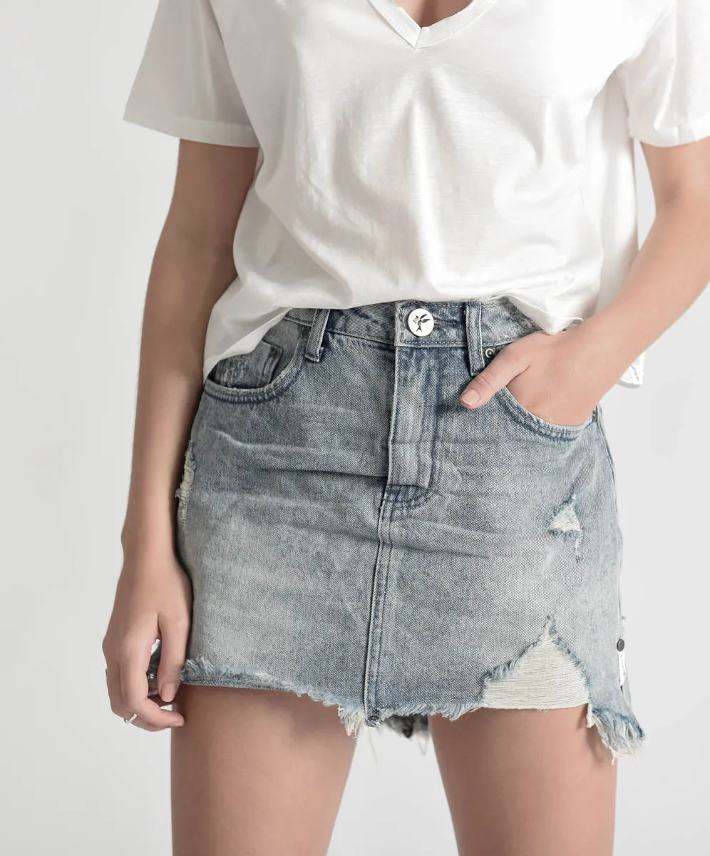 BLUE STORM 2020 MINI HIGH WAIST DENIM SKIRT