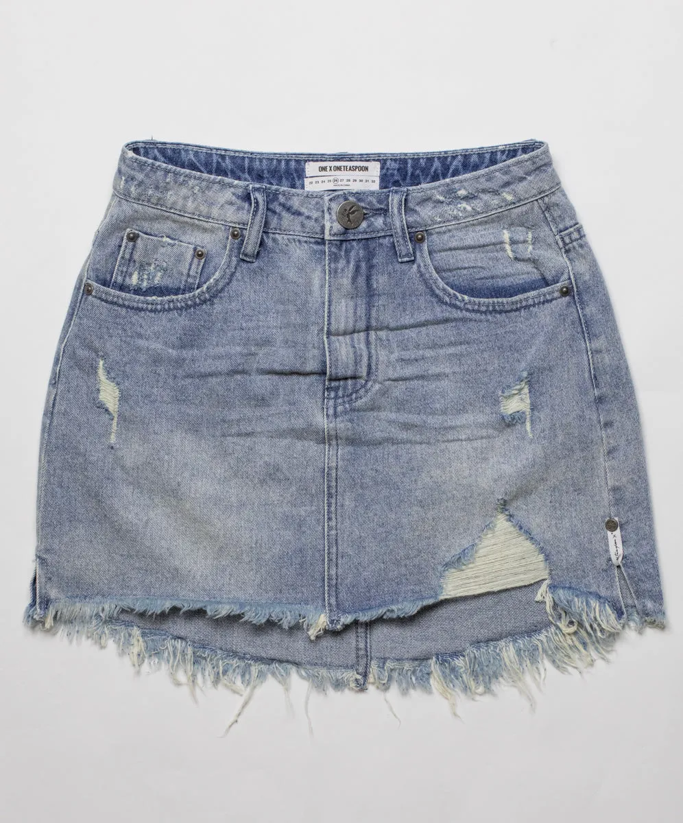 BLUE STORM 2020 MINI HIGH WAIST DENIM SKIRT