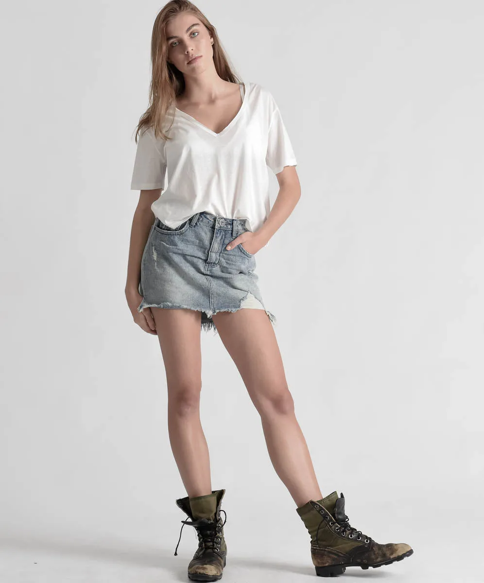 BLUE STORM 2020 MINI HIGH WAIST DENIM SKIRT