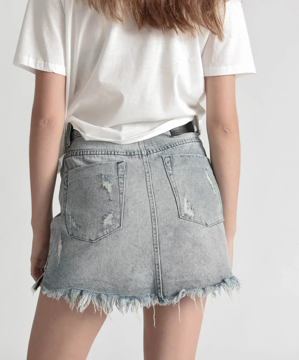BLUE STORM 2020 MINI HIGH WAIST DENIM SKIRT
