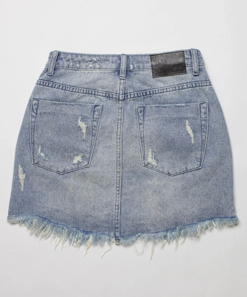 BLUE STORM 2020 MINI HIGH WAIST DENIM SKIRT