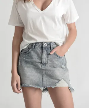 BLUE STORM 2020 MINI HIGH WAIST DENIM SKIRT
