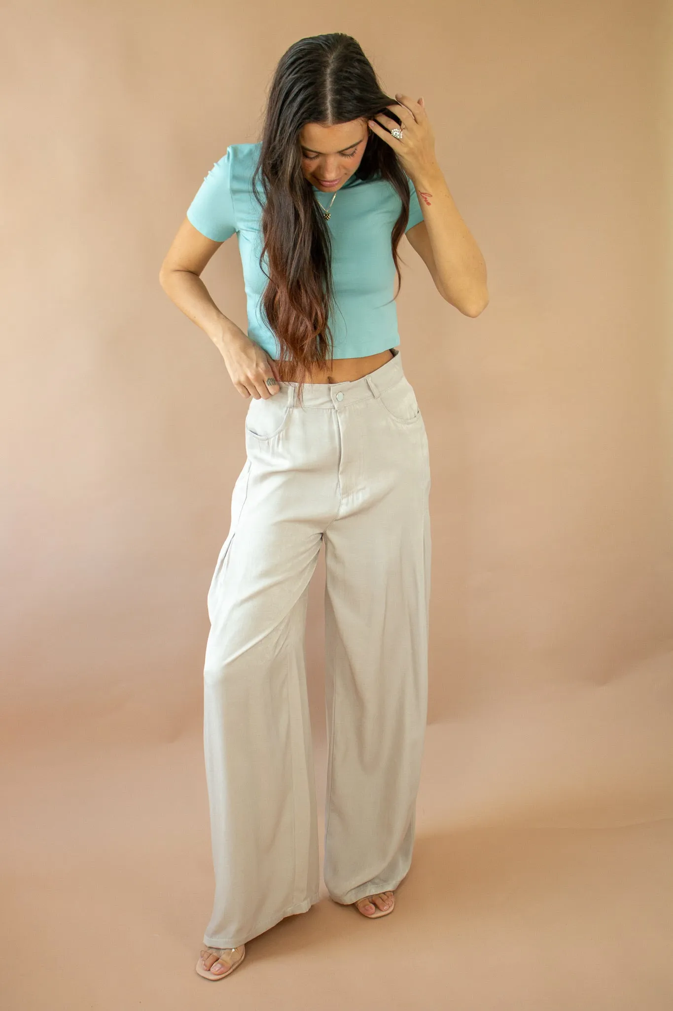 Breckan Wide Leg Pants Beige