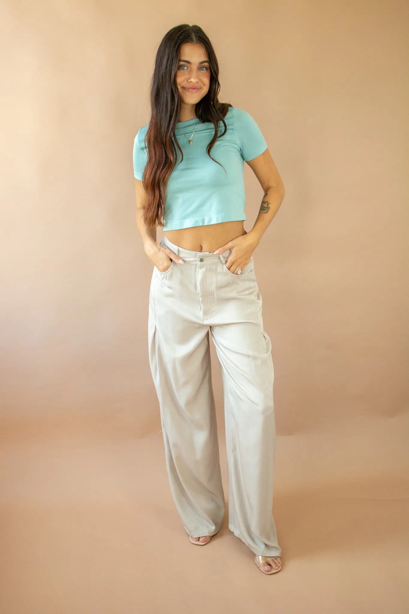 Breckan Wide Leg Pants Beige