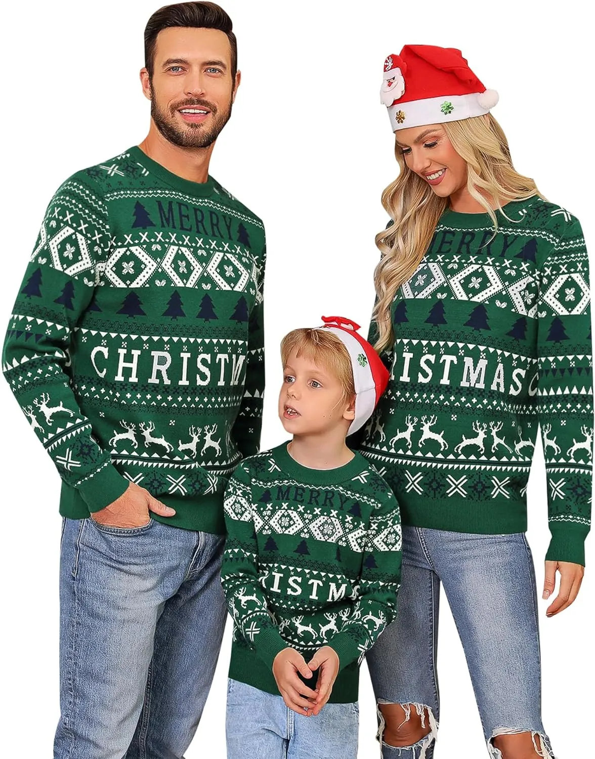 Christmas Sweaters Crew Neck Knit Ugly Sweaters Family Matching Outfits