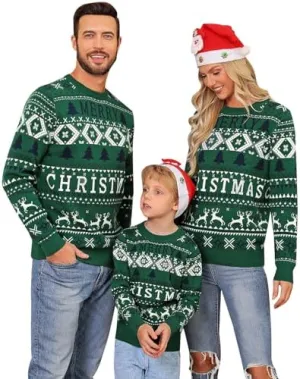 Christmas Sweaters Crew Neck Knit Ugly Sweaters Family Matching Outfits