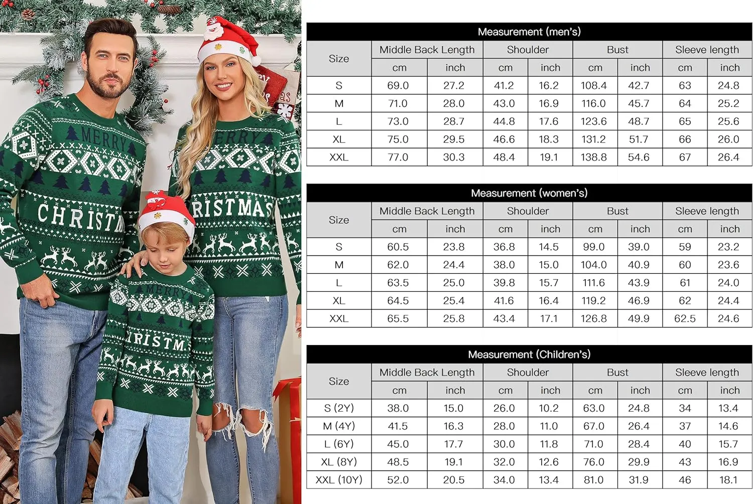Christmas Sweaters Crew Neck Knit Ugly Sweaters Family Matching Outfits