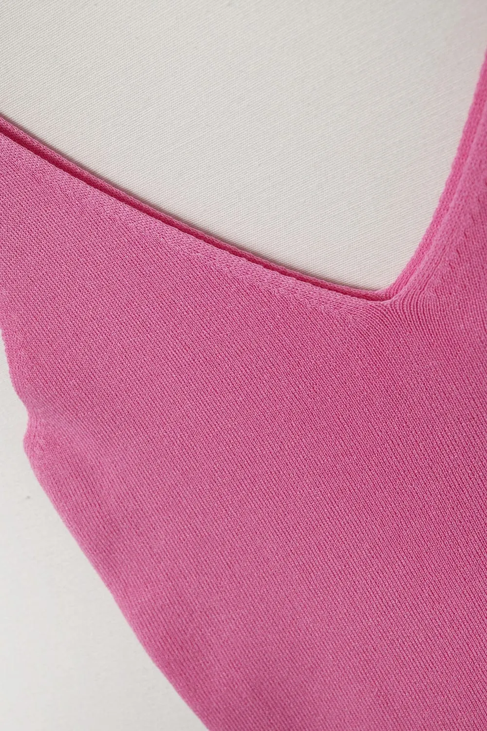 Comfy Ribbed Knitted Tank Top In Fuchsia