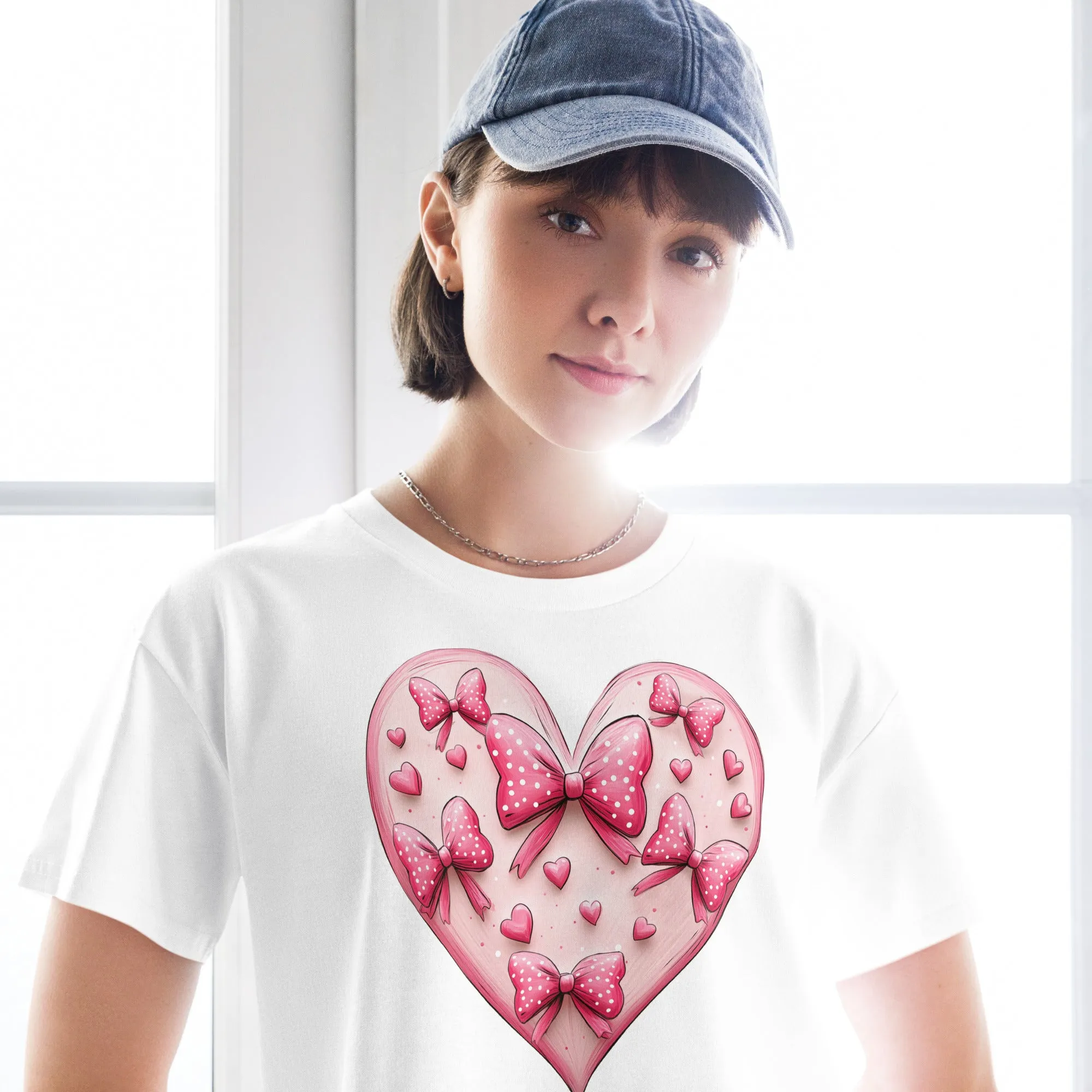 Coquette Heart Pink Heart Bow Crop Top