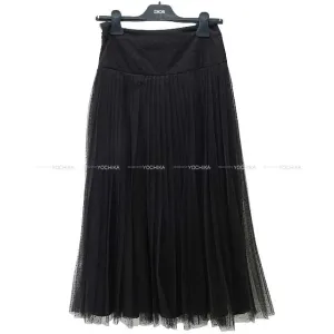 Dior skirt Plumti dot Pleats Midi Tulle #36 Noir (Black) Nyron 841J50A8810[BRAND NEW][Authentic]