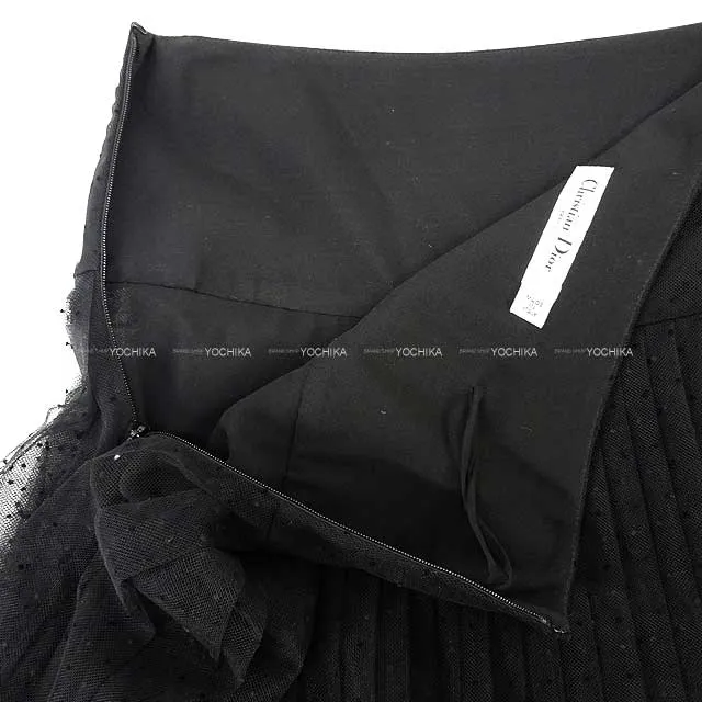 Dior skirt Plumti dot Pleats Midi Tulle #36 Noir (Black) Nyron 841J50A8810[BRAND NEW][Authentic]