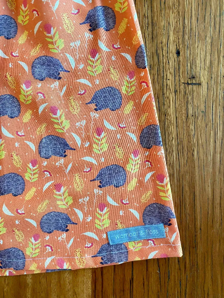 dress - orange echidnas / cotton peasant-style dress