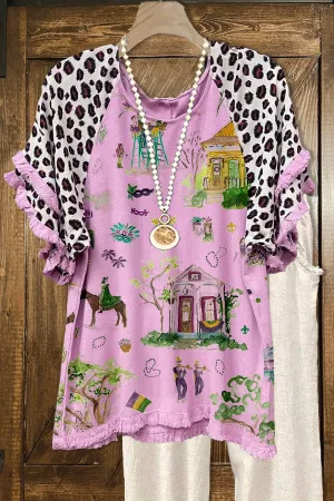 Elegant Contrasting Mardi Gras Blouse
