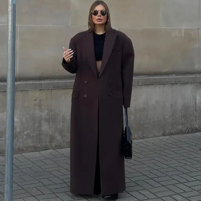 Elegant Lapel Double pocket Wool-like Coat - GlamzLife