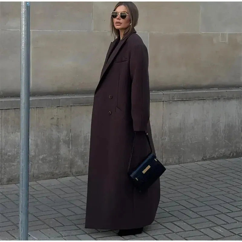 Elegant Lapel Double pocket Wool-like Coat - GlamzLife