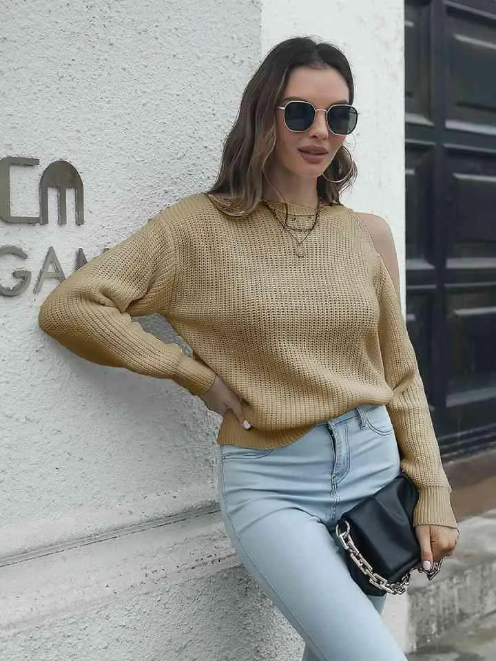Fabulously Warm Cold Shoulder Sweater