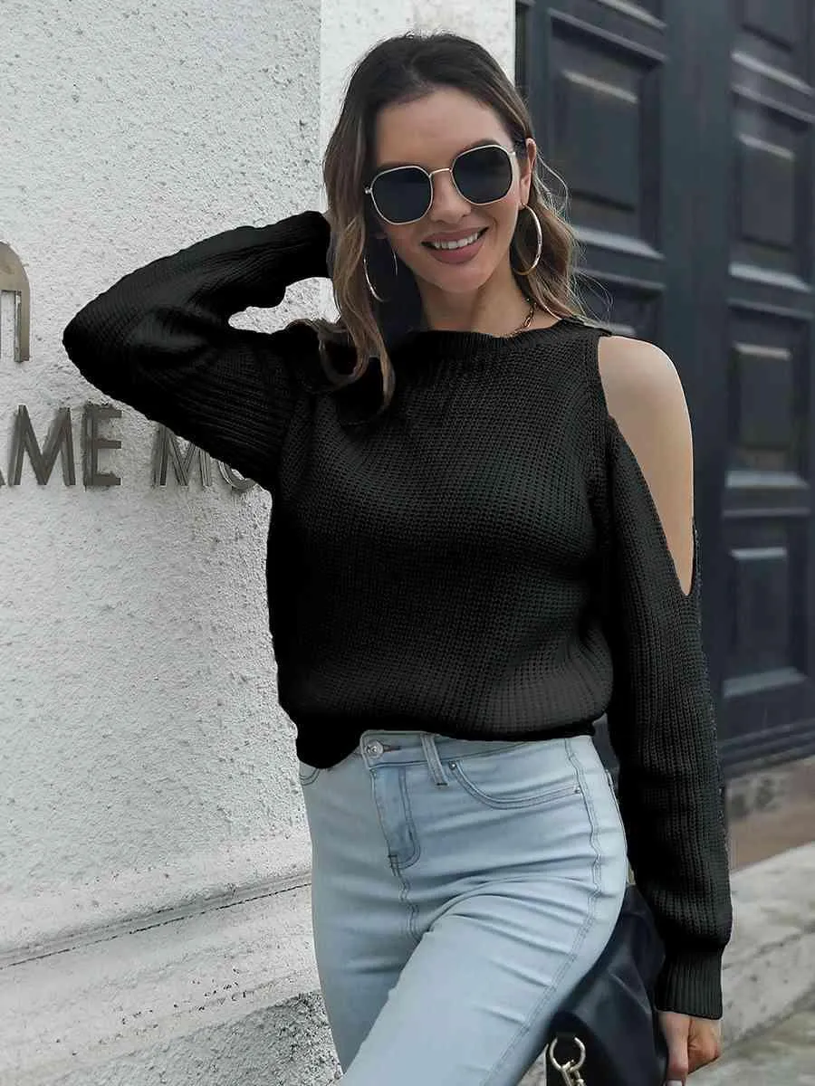 Fabulously Warm Cold Shoulder Sweater