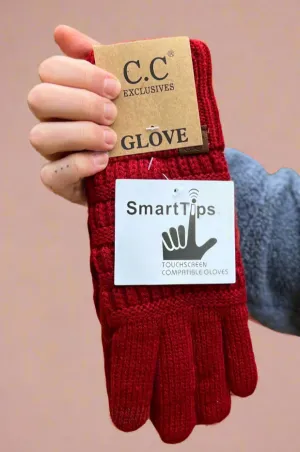Fleece Lined Smart Tip Gloves Red