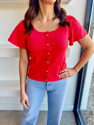 Geranium Button Front Tee