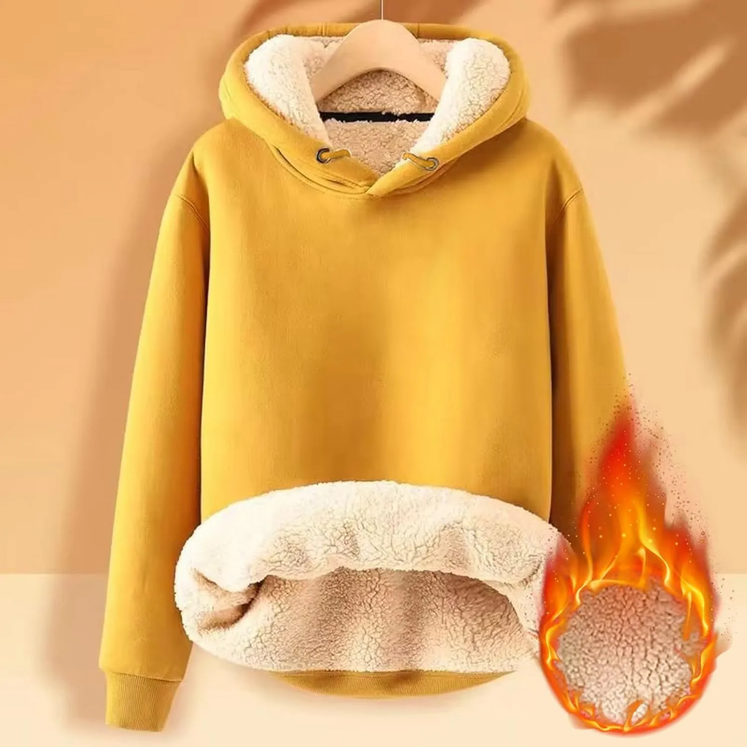 Hoodies for Men Long Sleeve Drawstring Hoodies Soild Hooded Shirt Winter Thick Pullover Basic Hoodie Kangaroo Pocket