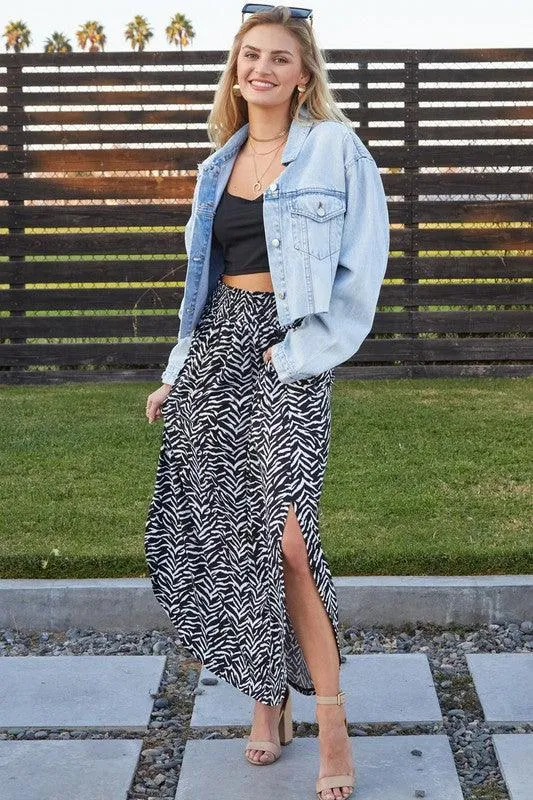 Julia Smocking waist maxi skirt with side pocket S-XL