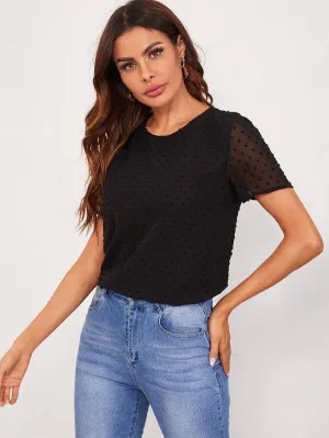 Keyhole Back Swiss Dot Top