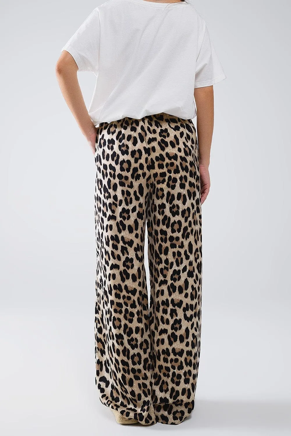Leopard Print Pants With Drawstring And Pockets