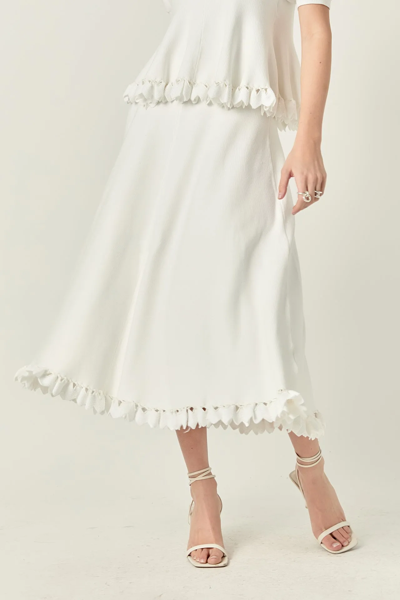 Lucia Peplum Midi Knit Skirt