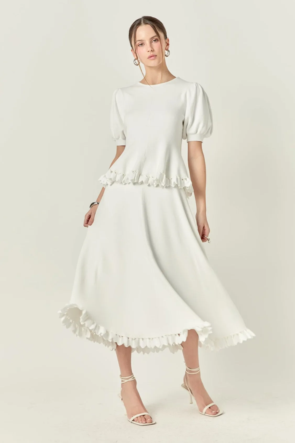 Lucia Peplum Midi Knit Skirt
