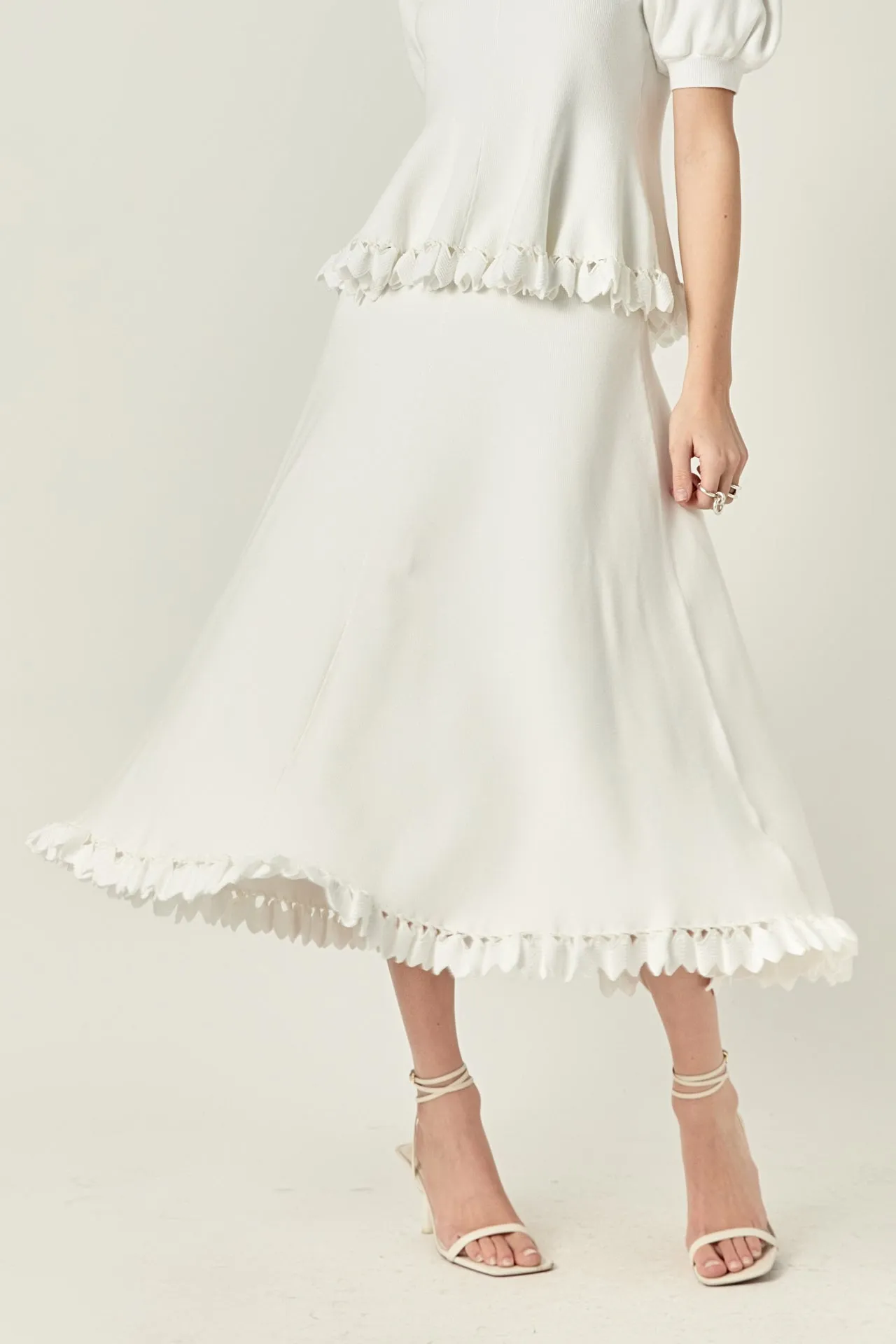 Lucia Peplum Midi Knit Skirt