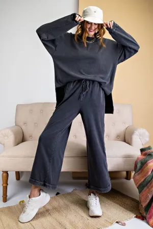 Mineral Washed Wide-Leg Pants