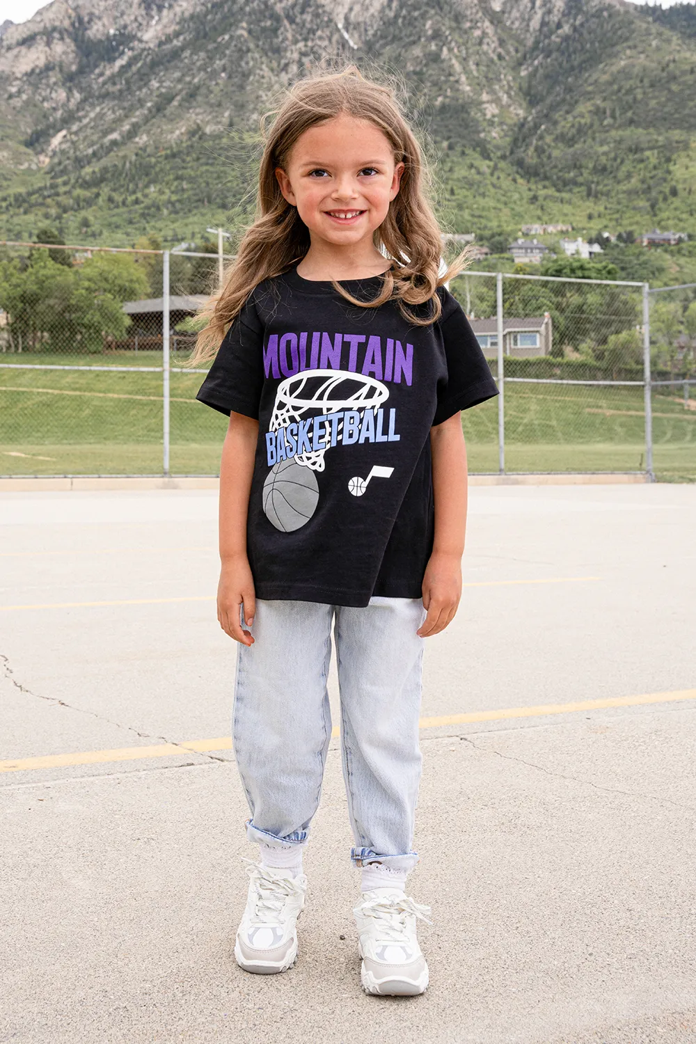 Mountain Basketball Hoop Youth T-Shirt - Black - Counterpoint
