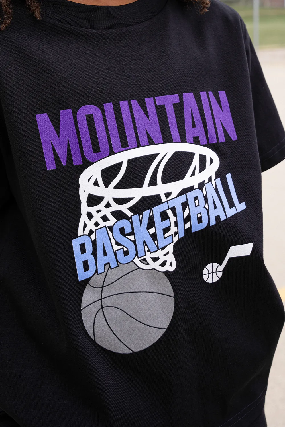 Mountain Basketball Hoop Youth T-Shirt - Black - Counterpoint