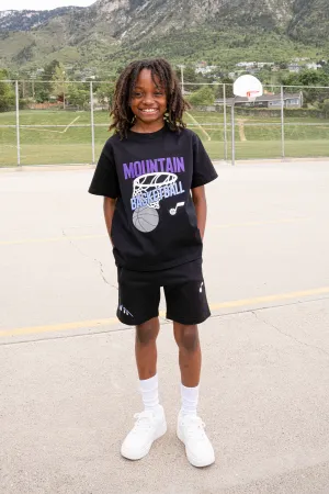 Mountain Basketball Hoop Youth T-Shirt - Black - Counterpoint