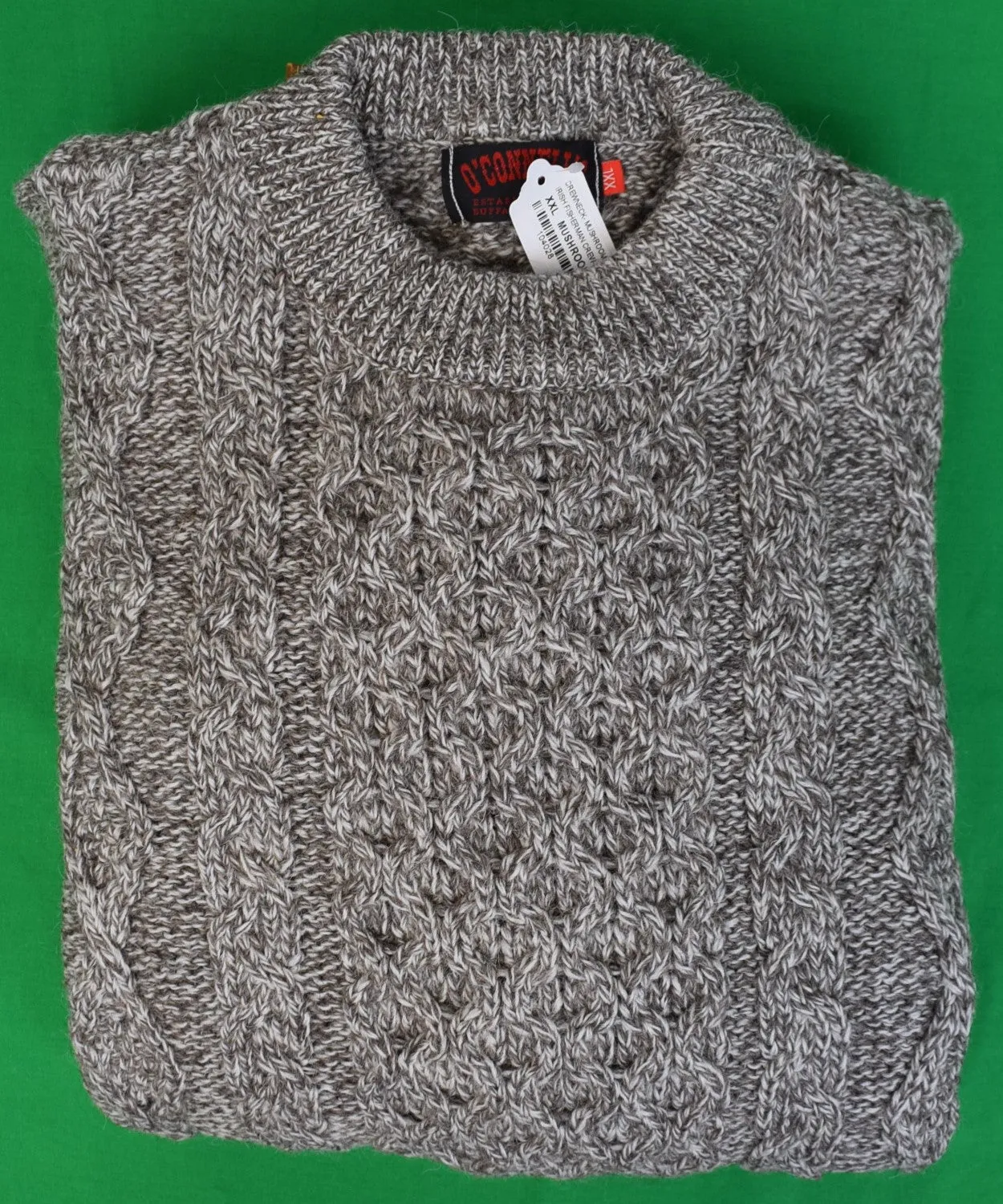 O'Connell's Irish Fisherman Aran Sweater - Mushroom Sz XXL (NWT)