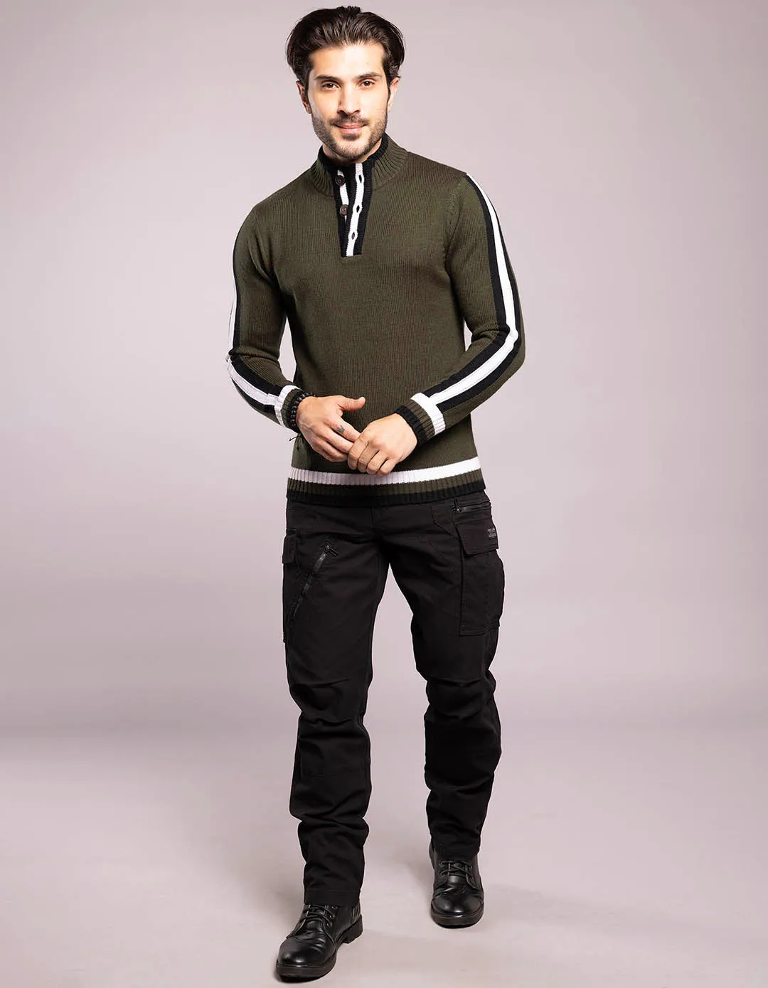 Olive High Neck Pullover Sweater