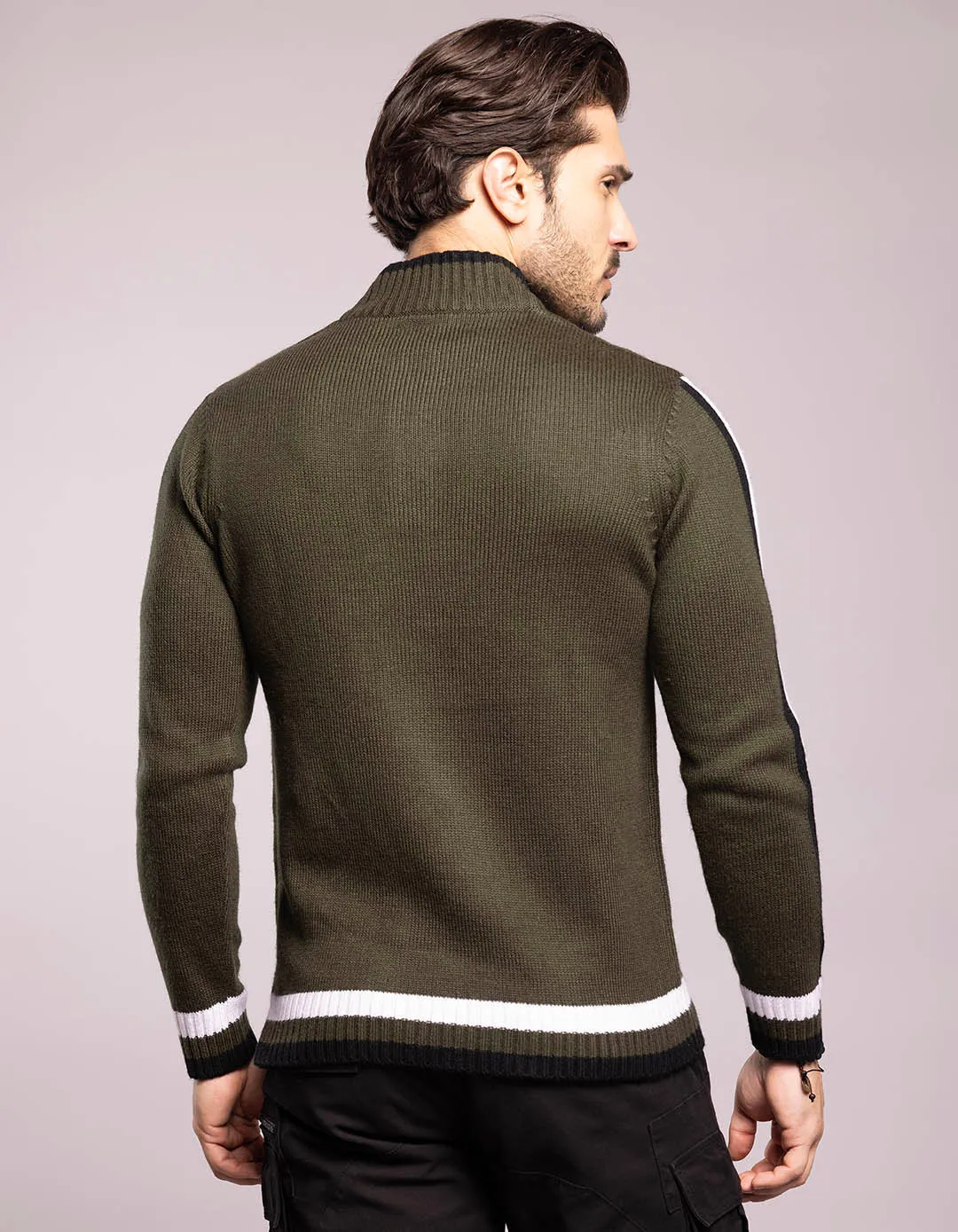 Olive High Neck Pullover Sweater