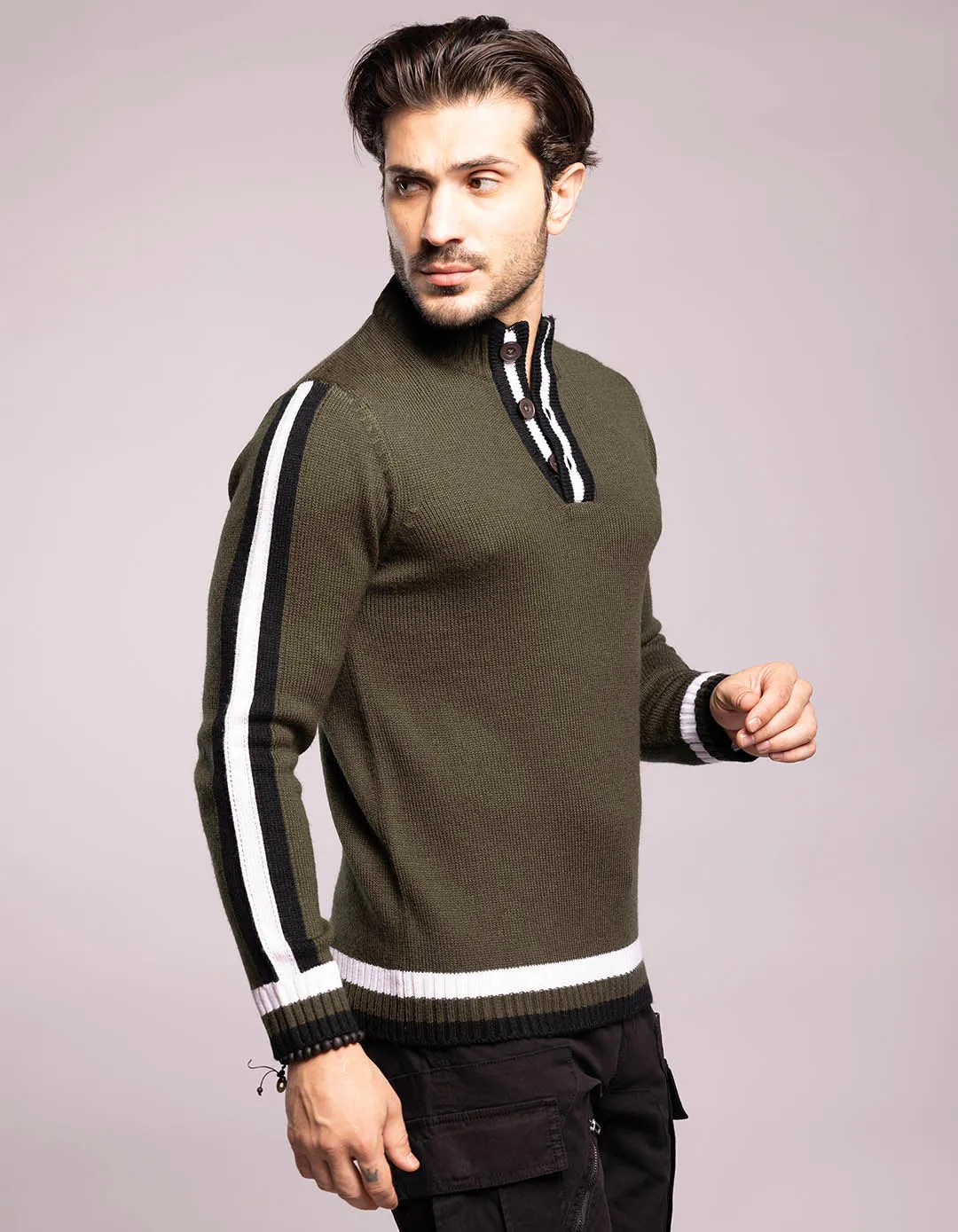 Olive High Neck Pullover Sweater