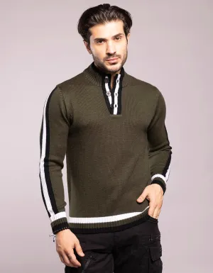 Olive High Neck Pullover Sweater