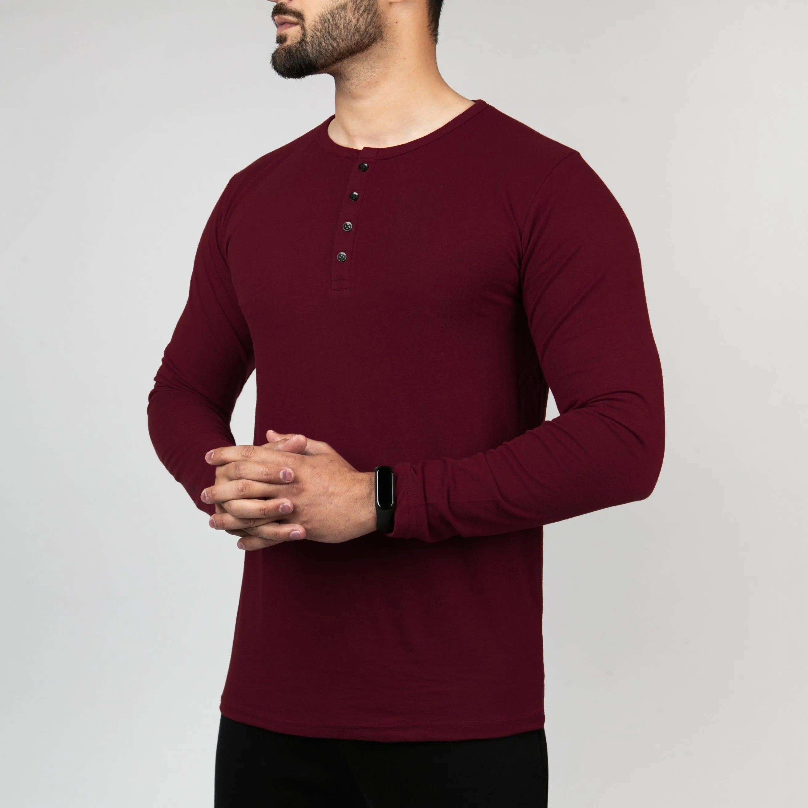 Plain Maroon Henley