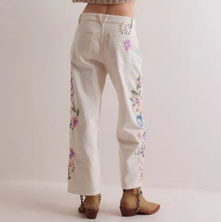 Pretty Floral Embroidered Jeans