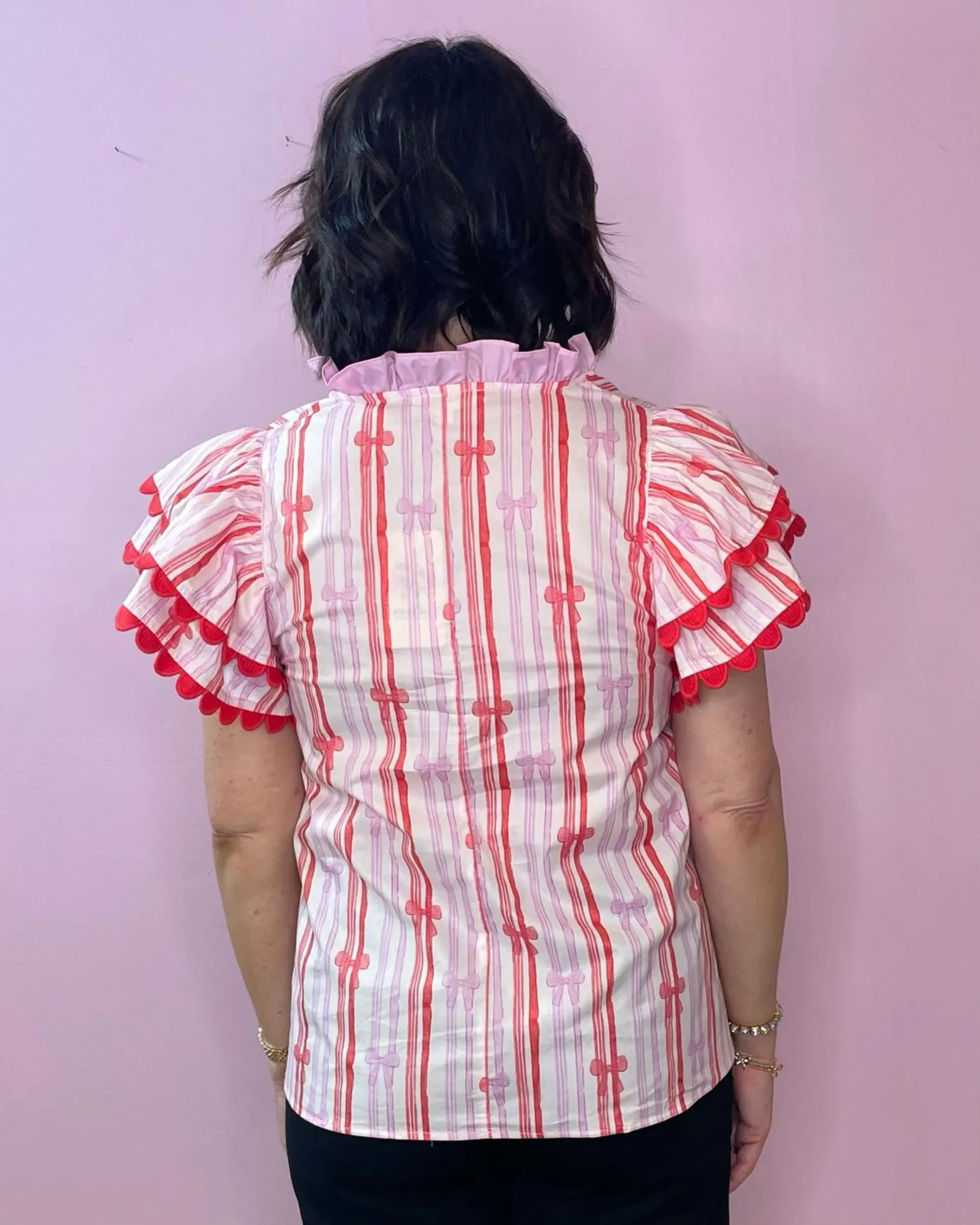 Ribbon Ruffle Statement Top