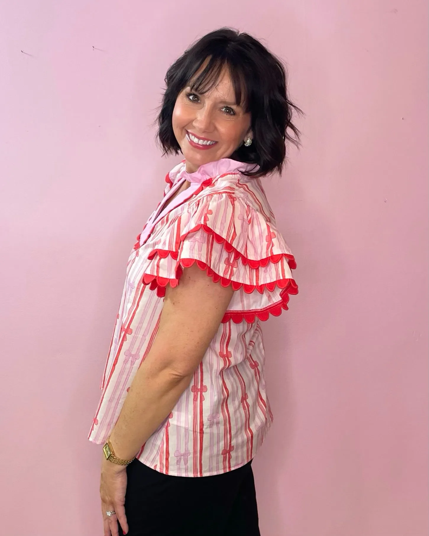 Ribbon Ruffle Statement Top