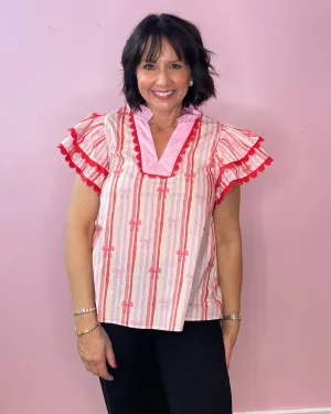 Ribbon Ruffle Statement Top