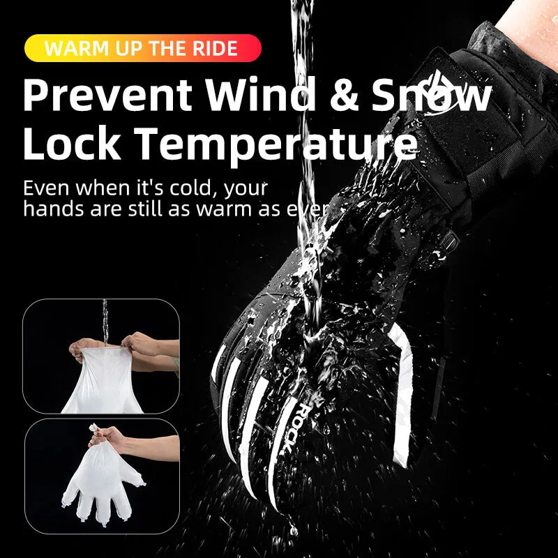 ROCKBROS Winter Gloves Waterproof Windproof Bike Motorcycle Gloves Extra Warm Unisex